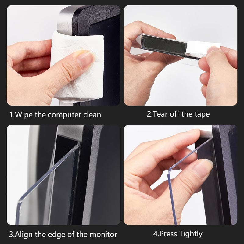 XyviLokit Monitor Memo Board for Slim Monitor, Monitor Sticky Note Holder for No Edge Monitors, Computer Side Board memo, 2 Pack Transparent Monitor Side Panel for Home Office Decor. - Image 5